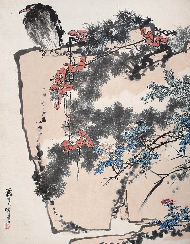 潘天壽〈鷹石山花圖〉 中國嘉德．人民幣2億7945萬元