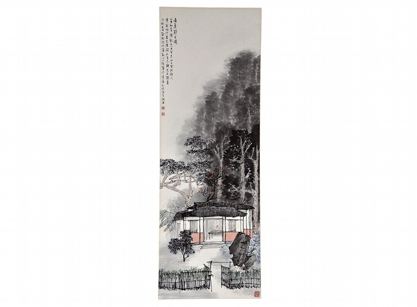 江兆申一門喜用廣興生產的手工紙創作。圖為李義弘〈清夏靜坐圖〉作品。