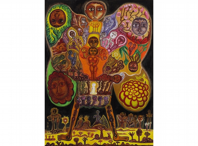 張立曄, Butterfly man.6, 134x110cm, Acrylic and marker on canvas, 2015.