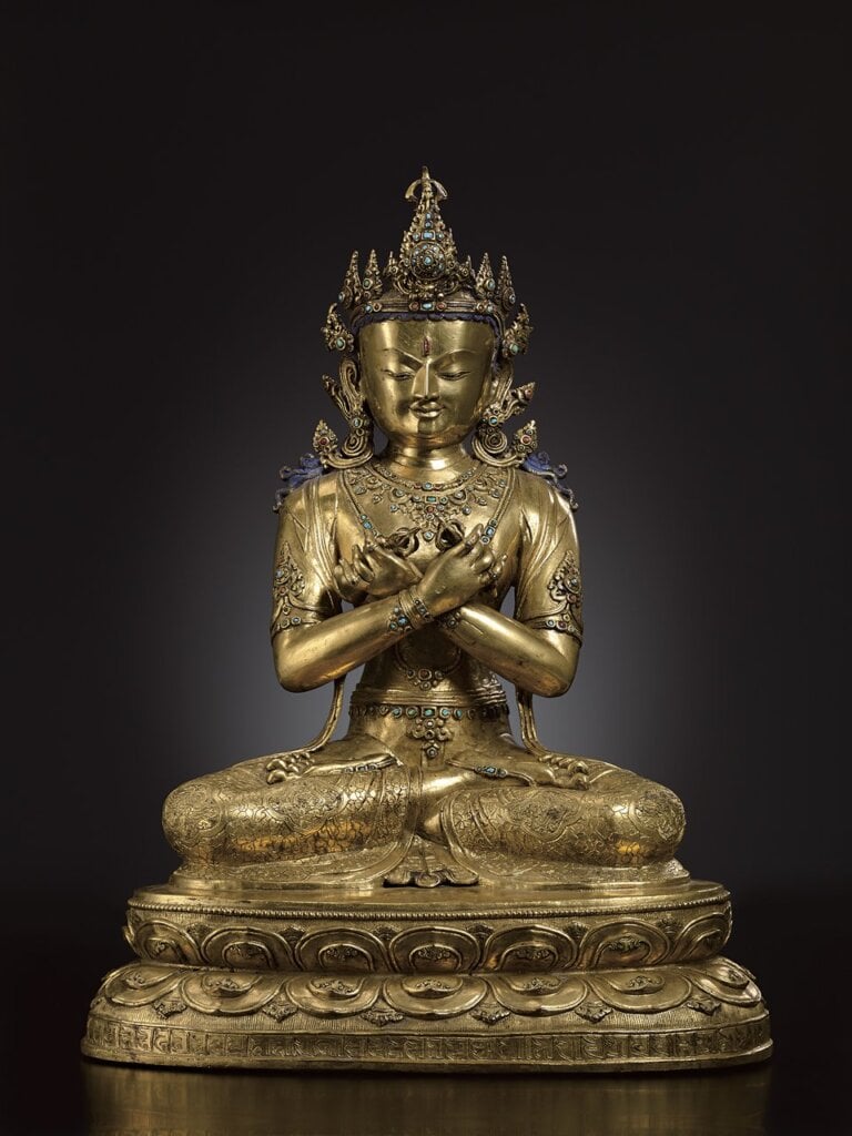 15世紀西藏〈銅鎏金金剛薩埵〉，高51公分，美國丹佛美術館舊藏（1992~2010）。