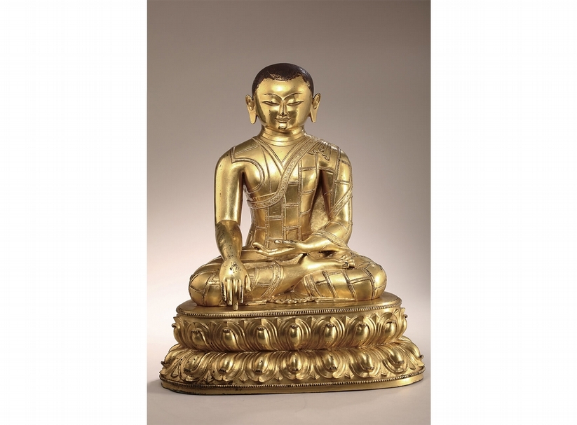 14世紀 銅鎏金止貢巴像．高35.5 cm。預估價：550萬至650萬人民幣。