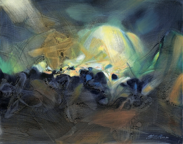 朱德群《迴響》．油彩、畫布．73×92 cm．1994。