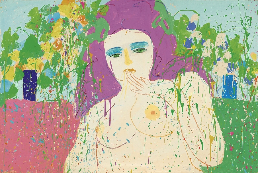 丁雄泉《親我親我No. 1》．壓克力、紙本．80×120 cm．1975。