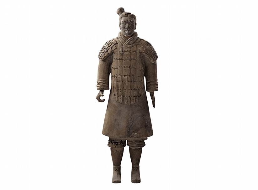 展品秦代〈鎧甲武士俑〉，秦始皇帝陵博物院藏。圖╱童閔崧、蕭孟凡攝，時藝多媒體提供。