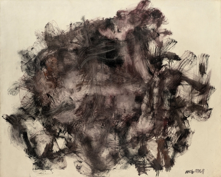 周春芽《黑線條的人體》．油彩、畫布．99.5×80 cm．1996。