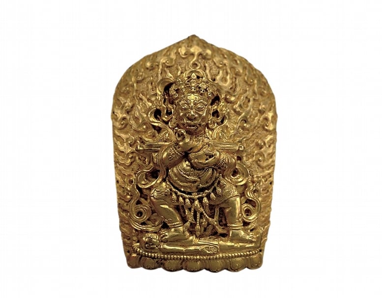 15世紀〈黃金大黑天舞姿神像〉,梁莊王墓出土,湖北省博物館藏。