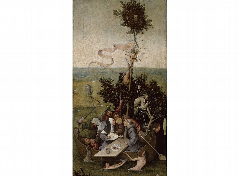Hieronymus Bosch, The Ship of Fools, c. 1500–10, Paris, Musée du Louvre, Département, des Peintures©RMN-Grand Palais (musée du Louvre), Parijs/Franck Raux