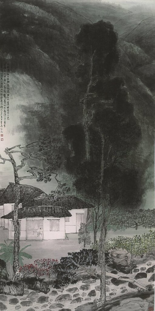李義弘1995年作〈陽明山三板橋〉，繪於廣興白玉宣。