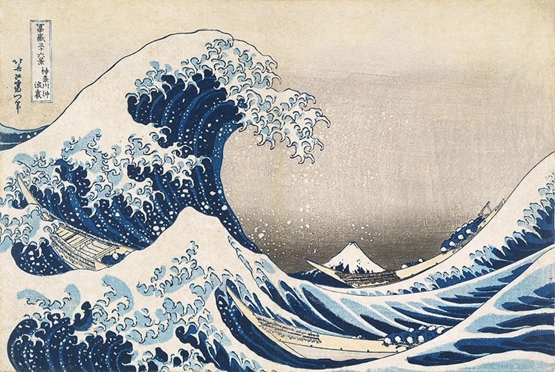 葛飾北齋（Katsushika Hokusai） 〈富嶽三十六景 神奈川沖浪裏〉 天保元年- 3 年左右（1830-32）木版多色刷 横大判錦絵 24.6×36.5 公分 東京富士美術館收藏