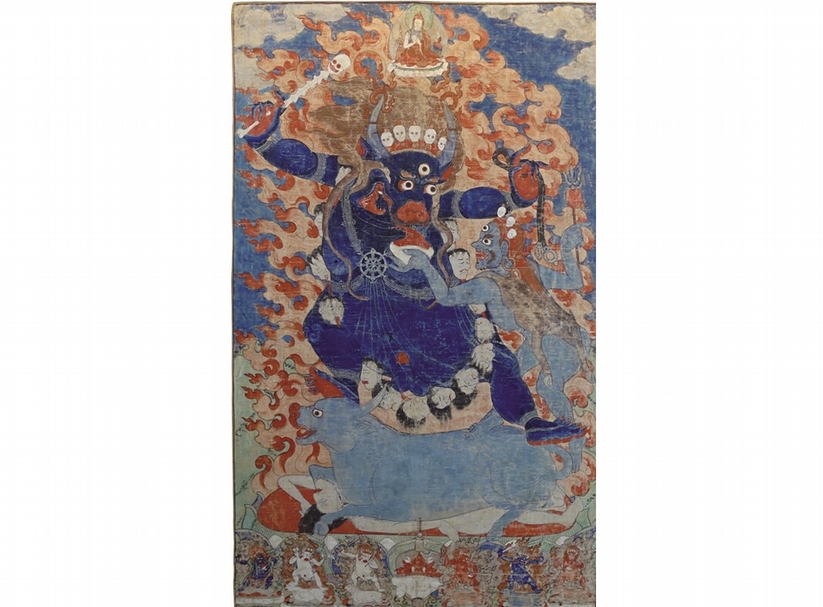圖6 Astamangala：19世紀不丹〈閻摩與閻美〉唐卡。 圖︱布魯塞爾亞洲藝術週（Asian Art in Brussels）