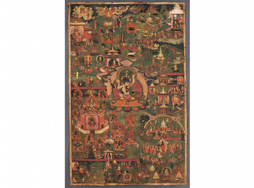 圖5 Jacques How Choong：18世紀西藏〈蓮花生大士〉唐卡。 圖︱布魯塞爾亞洲藝術週（Asian Art in Brussels）