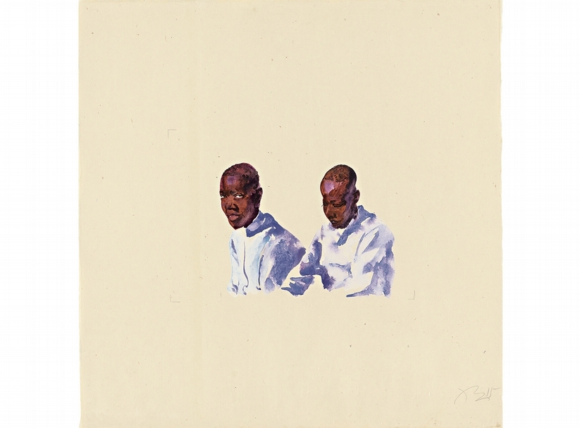 劉小東《向南飛#39》．水彩、宣紙．50×50 cm．2015。（圖／誠品畫廊）