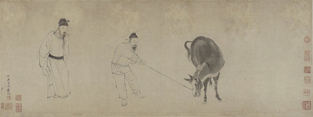 仇英約1550年〈朱君買驢圖〉，紙本水墨手卷，Arthur M. Sackler Gallery S1987.213。