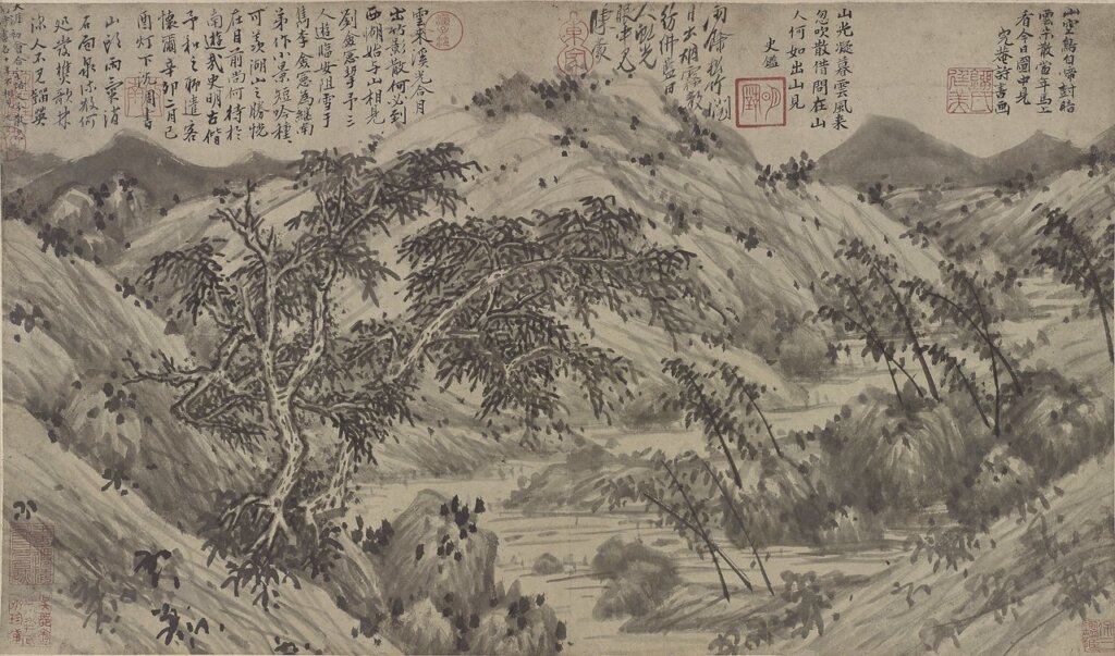 劉玨1471年〈臨安山色圖〉，紙本水墨手卷，Freer Gallery of Art F1964.2。