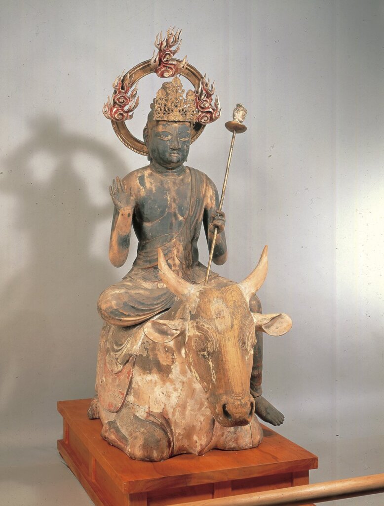 〈閻魔天騎牛像〉日本平安時代（12世紀），木雕彩繪（日本重要文化財）