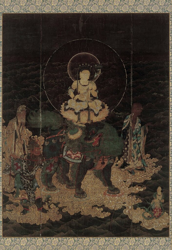 〈文殊渡海圖〉日本鎌倉時代（13世紀），絹本設色（日本國寶）
