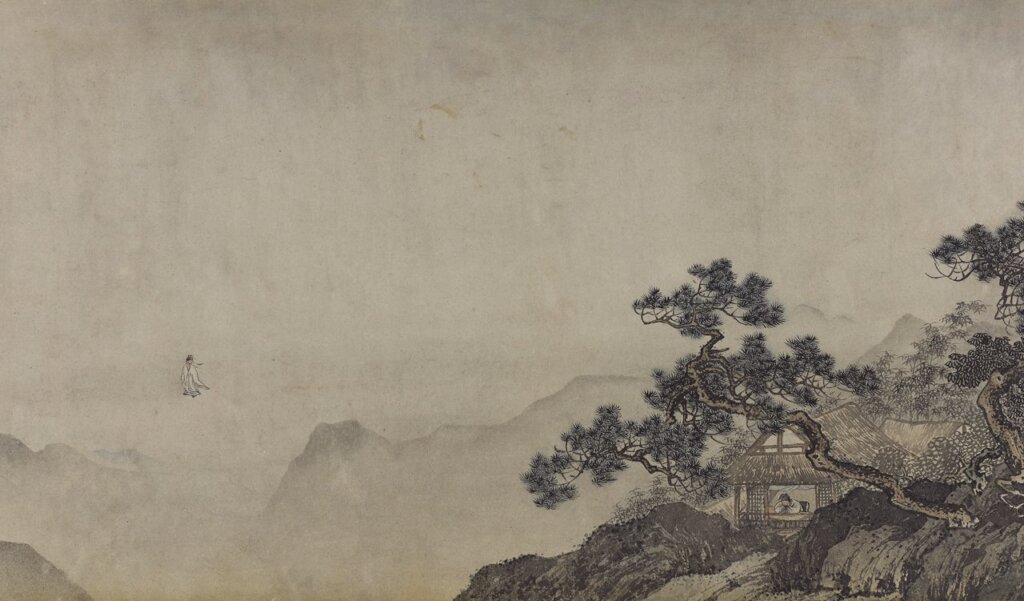 唐寅16世紀早期〈夢僊草堂圖〉，紙本設色手卷，Freer Gallery of Art F1939.60。圖為局部。