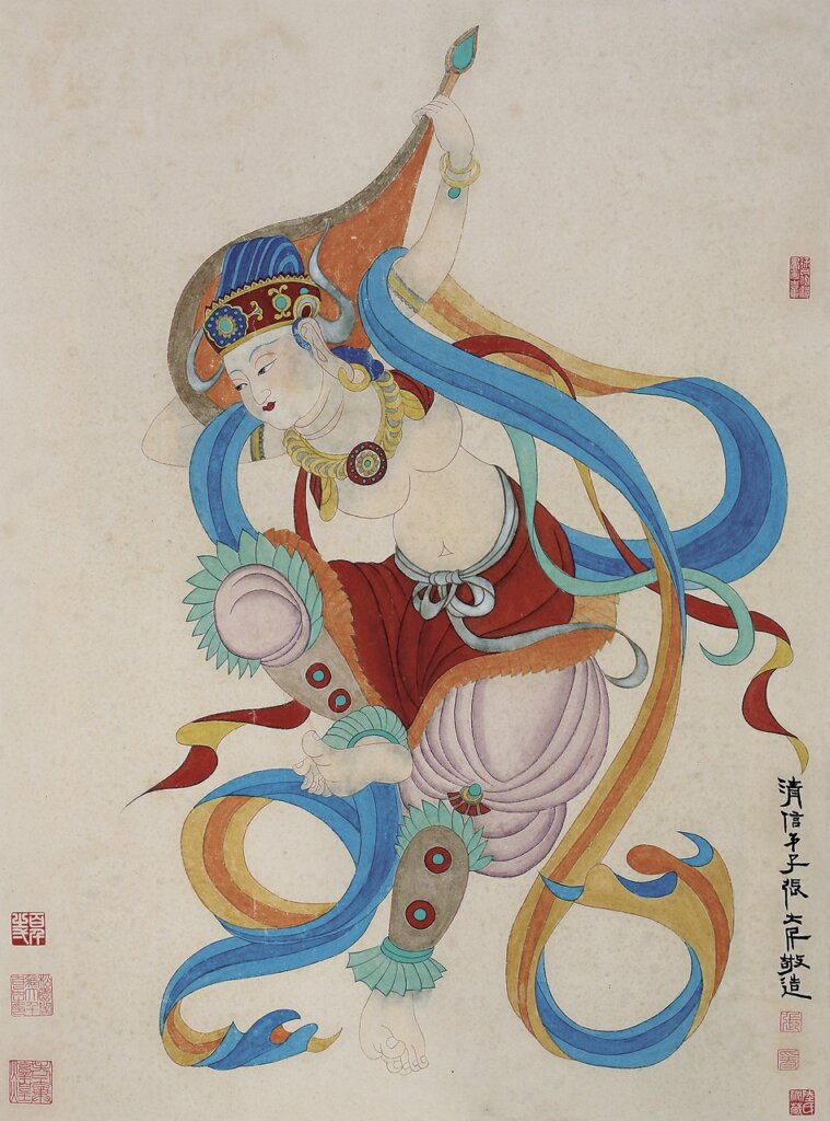 張大千〈反彈琵琶圖〉，設色紙本鏡片，80.5×59.5公分。