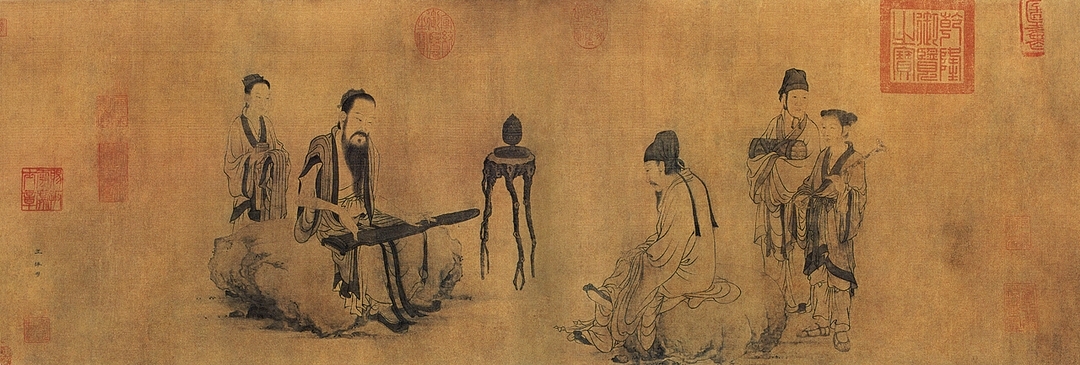 元王振鵬〈伯牙鼓琴圖〉卷，北京故宮博物院藏。圖／本刊資料室。