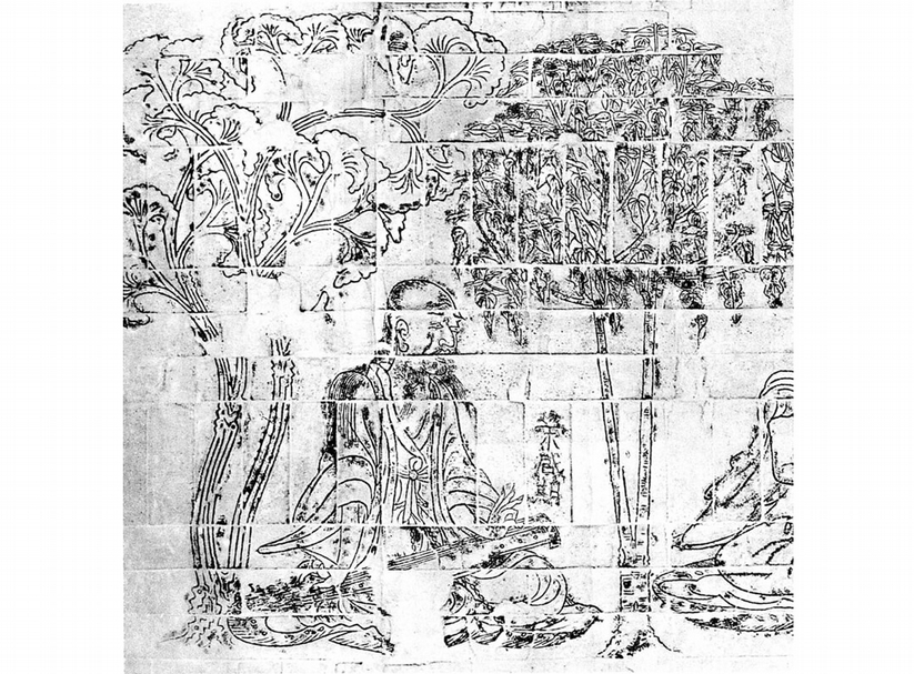考古發掘出土之南朝劉宋時代古墓磚畫〈竹林七賢〉。圖為局部。圖╱本刊資料室。