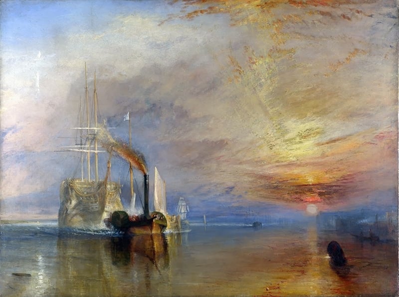 透納J. M. W. Turner《被拖去解體的戰艦無畏號》，1839年。