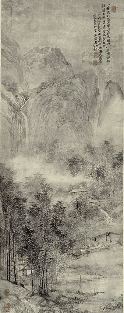 清代周顥〈山水圖〉軸，嘉定博物館藏。