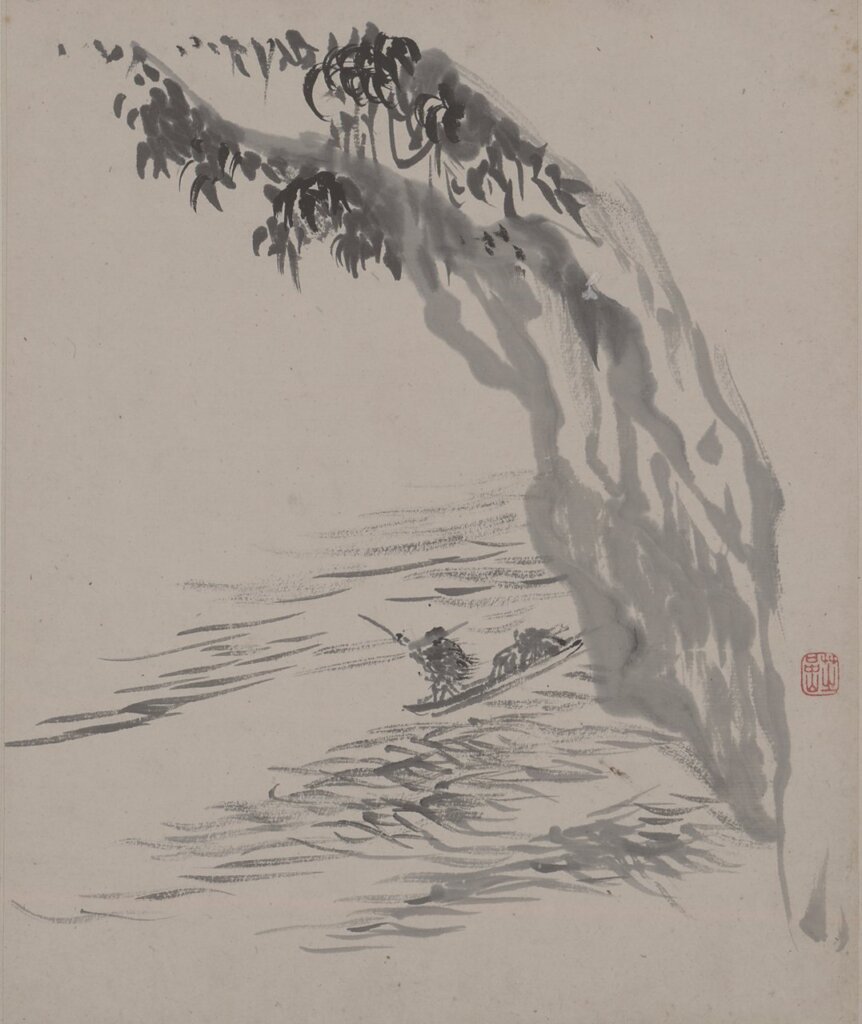 清周顥〈山水人物圖冊〉（十開） 乾隆三十七年（1772）∣每開縱24.5公分、橫20公分∣南京博物院藏