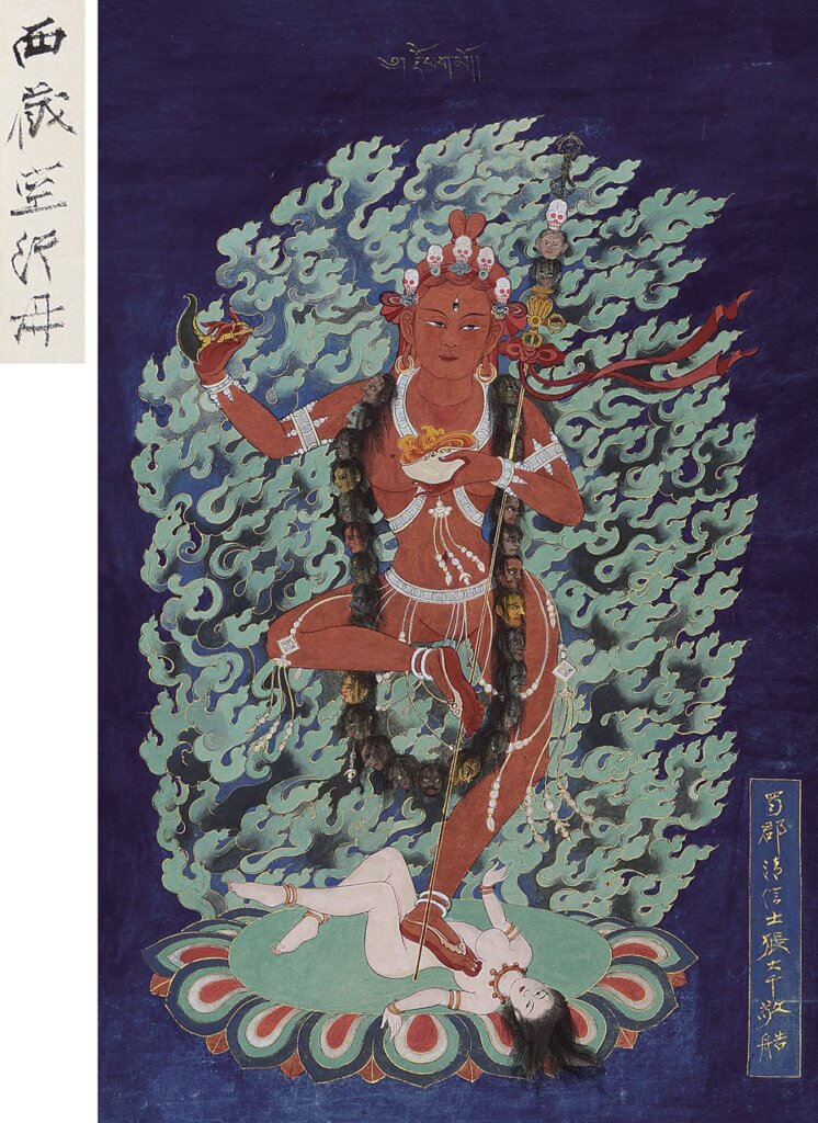 張大千〈空行母像〉，設色描金紙本，84×53公分，估價人民幣2500萬～2800萬元，成交價人民幣6382.5萬元。