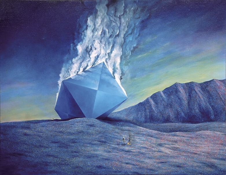 賴岳宏《煙硝日常20-黑盒子》‧布面油彩、壓克力‧91×116.5 cm‧2016。（朝代畫廊提供）
