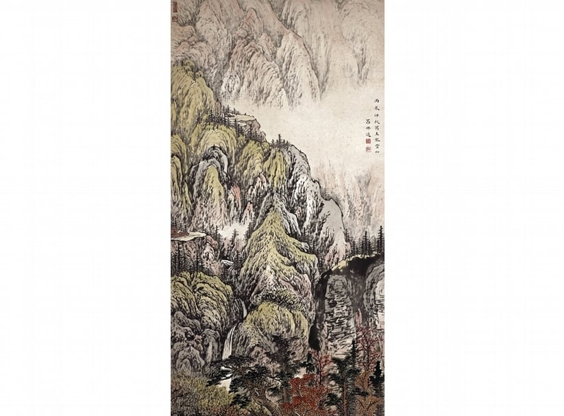 呂佛庭1976年作〈玉龍雪山〉，135×69公分。圖∣中華文化總會