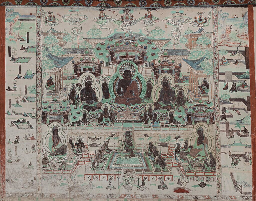 盛唐（705～781）第320窟北壁〈觀無量壽經變〉。©Dunhuang Academy。