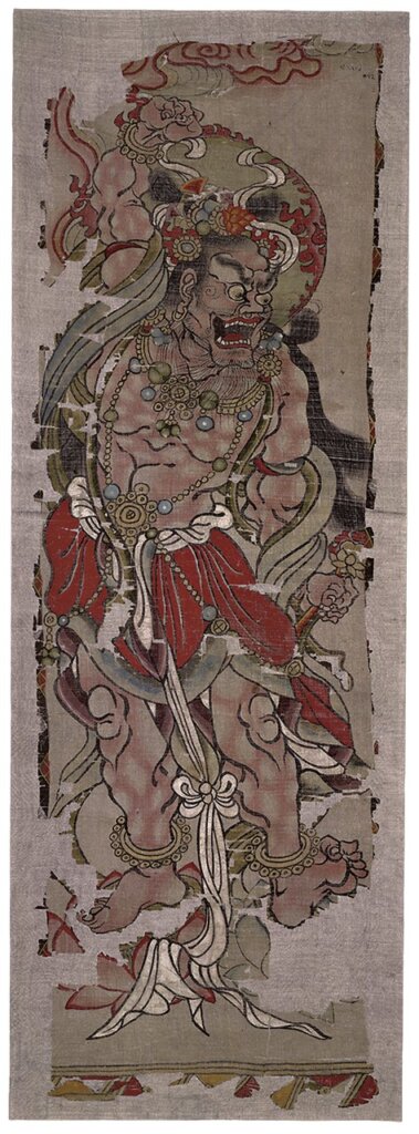 約850～900年〈金剛力士像〉，絹本設色。©The Trustees of the British Museum。