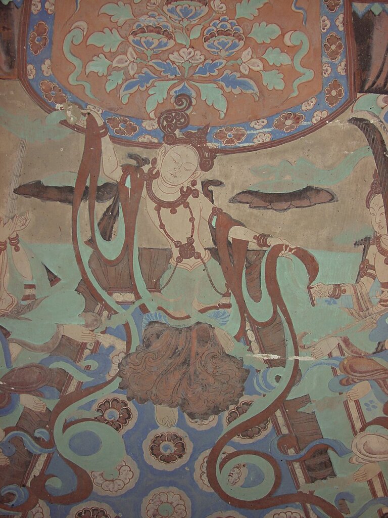 晚唐（848～907）第85窟壁畫細部：舞者。攝影╱Lori Wong。©J. Paul Getty Trust。