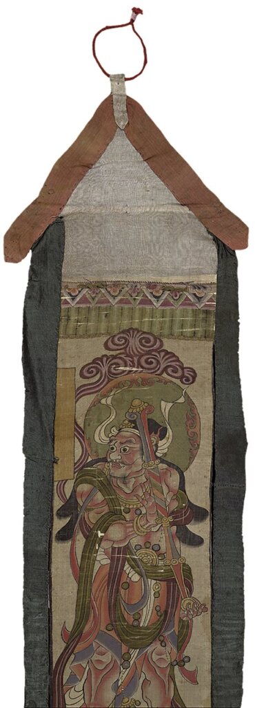 約851～900年〈金剛力士像〉幢幡局部，絹本設色。©The Trustees of the British Museum。
