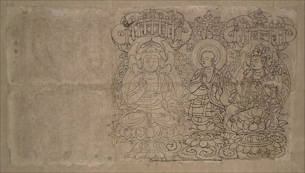 約926～975年〈佛菩薩畫樣〉，紙本水墨。©The Trustees of the British Museum。
