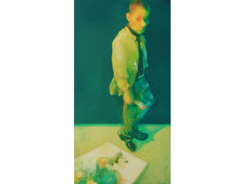 吳建軍，拿畫筆的男子，150*80cm。