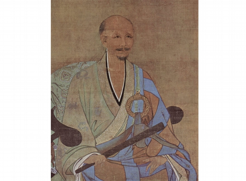 圖3-2 南宋人1238年作〈無準師範像〉，絹本設色，日本京都東福寺藏。圖為局部。圖╱維基百科。