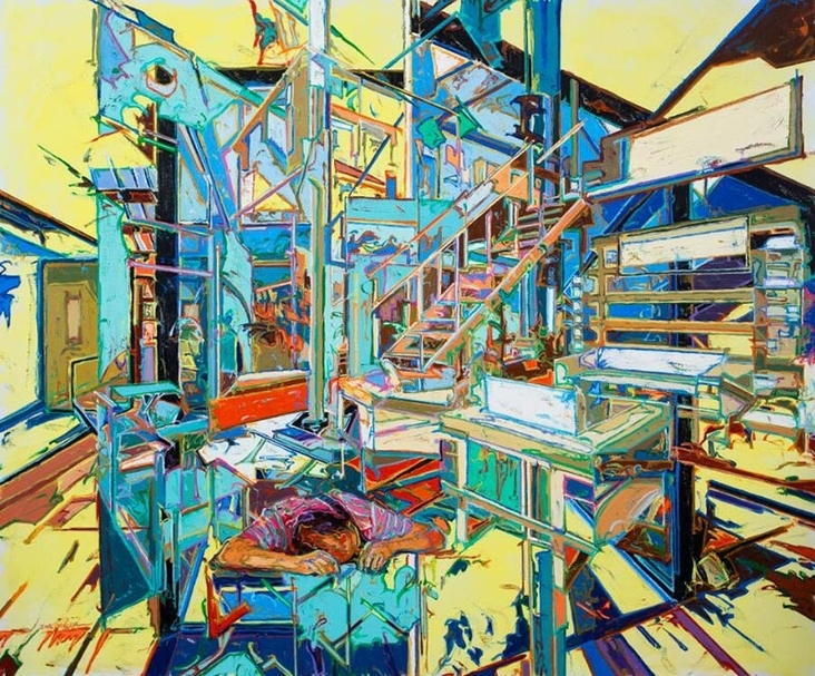 由金，無助的休眠，150×180cm，布面油畫，2016。