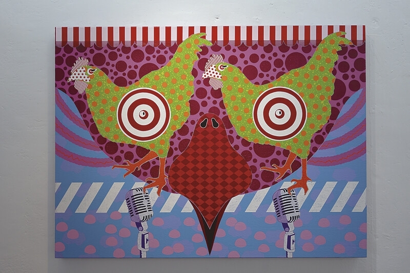 《雞靶一號》．壓克力、畫布．97×130 cm．2006。（攝影／游如伶）