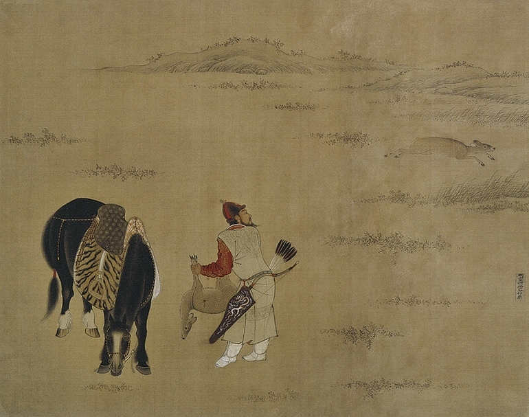 圖8 明人畫〈明宣宗射獵圖〉，北京故宮博物院藏。圖為局部。