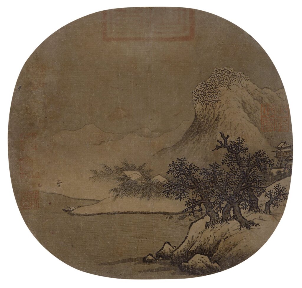 宋代佚名〈雪山蕭寺〉紈扇，美國波士頓美術館藏。