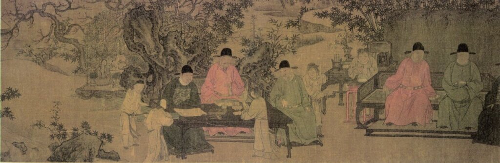 明謝環〈杏園雅集圖卷〉，鎮江博物館藏。圖為局部。