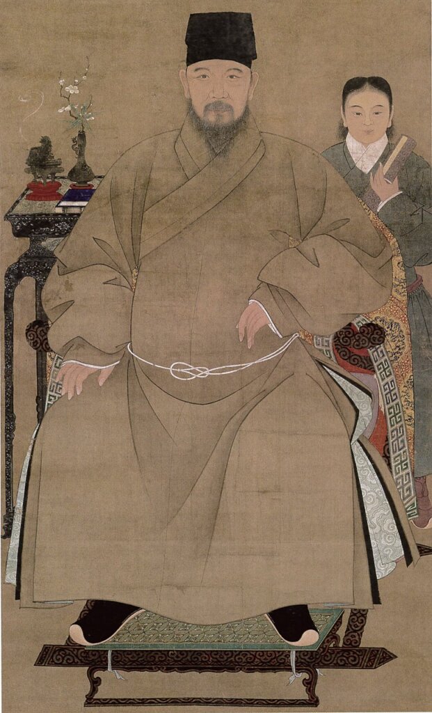 明人〈畫男像圖軸〉，北京故宮藏。編號新107481。