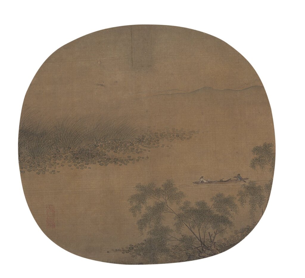 宋代佚名〈蓮塘泛月〉紈扇，美國大都會美術館藏。