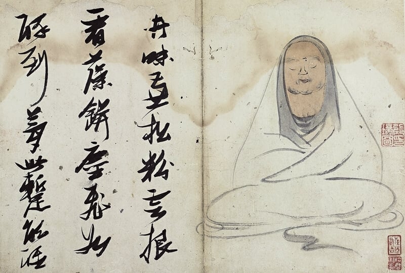 蘇富比「中國書畫」編號733張瑞圖〈十八應真相〉，成交價223萬美元。圖為其中一開。圖︱蘇富比