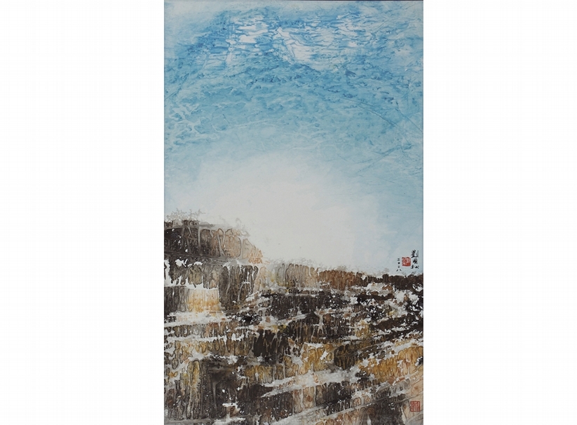 劉國松《士林之冬》．紙本水墨．87.6×53.6 cm．2008。（高士畫廊提供）