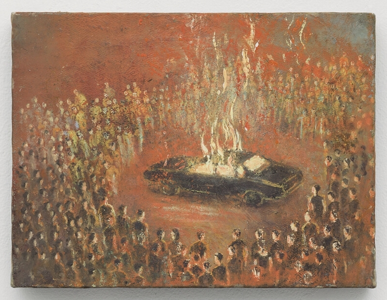 法蘭西斯．阿里斯《私刑》．油彩、鉛筆、畫布、木材．13.5×18 cm．2010 。