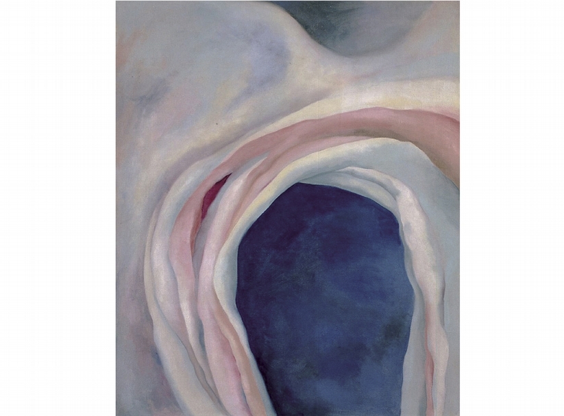 Georgia O’Keeffe,“Music – Pink and Blue No. 1”, 1918, Oil paint on canvas, 889×737 mm, Collection of Barney A. Ebsworth. Partial and Promised gift to Seattle Art Museum © 2016 Georgia O’Keeffe Museum/DACS, London