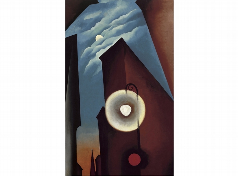 Georgia O’Keeffe,“New York Street with Moon”, 1925, Oil paint on canvas, 1220×770 mm, Carmen Thyssen-Bornemisza Collection on loan at the Museo Thyssen-Bornemisza, Madrid ©2016 Georgia O’Keeffe Museum/ DACS, London