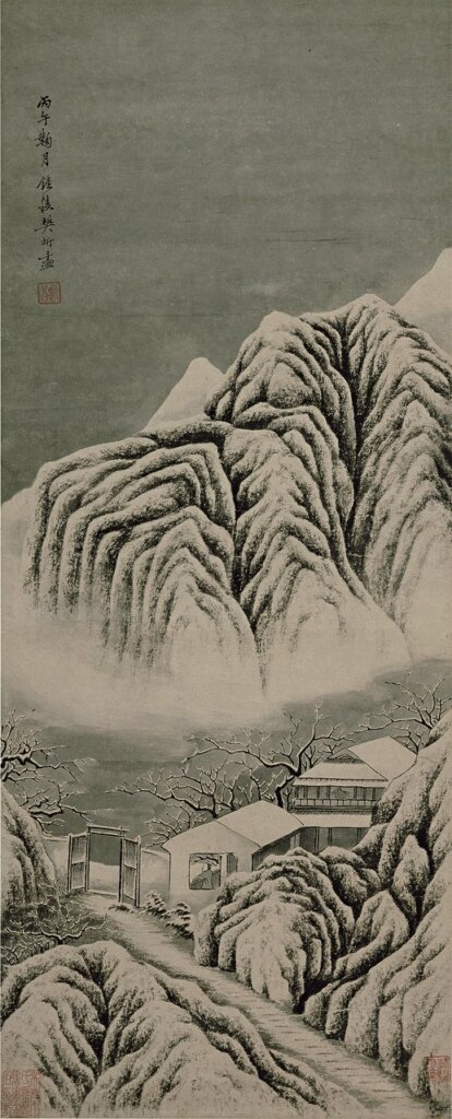 樊圻1666年作〈雪寒山水圖〉立軸，水墨紙本，曹氏家族收藏。©photo by Michael Tropea。